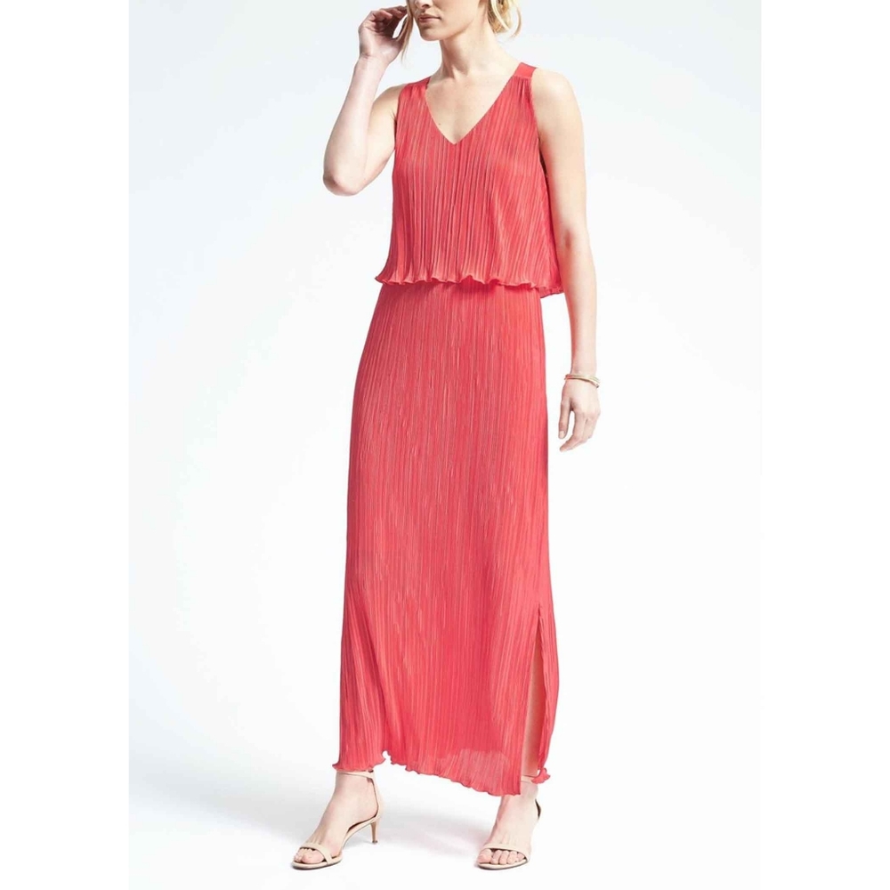 Rare BR Layered Pleated Maxi Dress XSP NWOT